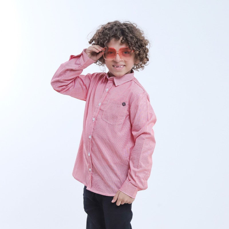 BEBO Boys' striped long-sleeved shirt_Red - Image 2
